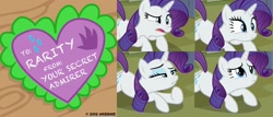 Size: 2238x960 | Tagged: safe, screencap, character:rarity, character:spike, episode:fake it 'til you make it, female, holiday, implied shipping, implied sparity, implied spike, implied straight, male, valentine, valentine's day