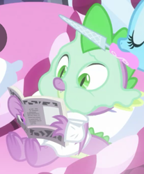 Size: 381x460 | Tagged: safe, screencap, character:spike, species:dragon, episode:dragon dropped, g4, my little pony: friendship is magic, claws, cropped, male, mud mask, smiling, toes, underfoot, winged spike