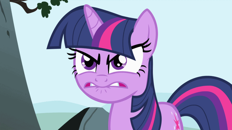 Size: 800x450 | Tagged: safe, screencap, character:twilight sparkle, character:twilight sparkle (unicorn), species:pony, species:unicorn, episode:feeling pinkie keen, g4, my little pony: friendship is magic, angry, animated, close-up, female, gif, gritted teeth, looking at you, mare, solo