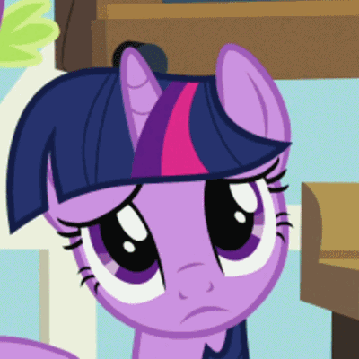 Size: 400x400 | Tagged: safe, screencap, character:spike, character:twilight sparkle, character:twilight sparkle (unicorn), species:pony, species:unicorn, episode:secret of my excess, g4, my little pony: friendship is magic, animated, cropped, cute, eye shimmer, female, frown, gif, happy, mare, offscreen character, sad, smiling, solo focus, twiabetes, yes