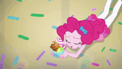 Size: 1920x1080 | Tagged: safe, screencap, character:pinkie pie, episode:tip toppings, g4, my little pony:equestria girls, animated, cup, froyo, frozen yogurt, help, solo, sound, webm