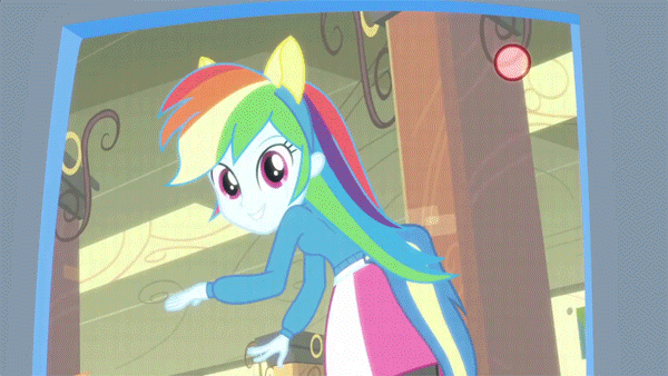 Size: 600x338 | Tagged: safe, screencap, character:big mcintosh, character:dj pon-3, character:rainbow dash, character:trixie, character:vinyl scratch, equestria girls:equestria girls, g4, my little pony:equestria girls, animated, fake tail, gif, helping twilight win the crown, pony ears, rainbow sass, school spirit