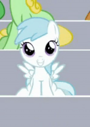 Size: 148x208 | Tagged: safe, screencap, character:cloverbelle, character:cotton cloudy, species:pegasus, species:pony, species:unicorn, episode:2-4-6 greaaat, animated, background pony, cute, female, filly, mare, no sound, solo focus, webm