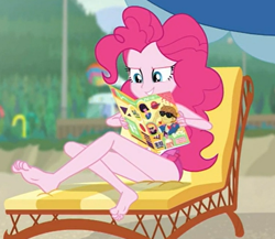 Size: 580x504 | Tagged: safe, screencap, character:feather bangs, character:pinkie pie, episode:friendship math, g4, my little pony:equestria girls, clothing, feet, legs, swimsuit
