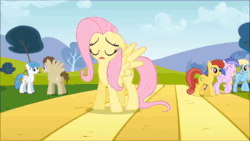 Size: 1280x720 | Tagged: safe, screencap, character:cloud kicker, character:cloudchaser, character:derpy hooves, character:dizzy twister, character:flitter, character:fluttershy, character:mane moon, character:merry may, character:orange swirl, character:rainbow swoop, character:rainbowshine, character:sassaflash, character:silverspeed, character:spectrum, character:spring melody, character:sprinkle medley, character:white lightning, species:pegasus, species:pony, episode:hurricane fluttershy, g4, my little pony: friendship is magic, animated, anxiety, background pony, creepy, crescent pony, crowd, exit stage left, eye, eyes, female, freakout, golden glory, good trick, hyperventilating, male, mare, nightmare fuel, panic attack, panting, rainbow swoop, scared, social anxiety, sound, spectrum, spinning, stallion, warm front, watching, webm, you know for kids, 👀