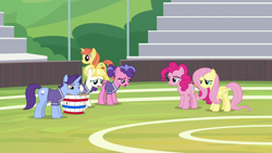 Size: 1280x720 | Tagged: safe, screencap, character:berry blend, character:berry bliss, character:citrus blush, character:fluttershy, character:november rain, character:pinkie pie, character:summer breeze, species:earth pony, species:pegasus, species:pony, species:unicorn, episode:2-4-6 greaaat, female, friendship student, male, mare, sad