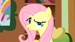 Size: 1061x593 | Tagged: safe, screencap, character:fluttershy, species:pony, episode:a bird in the hoof, g4, my little pony: friendship is magic, always works, dreamworks face, faec