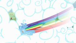 Size: 1280x720 | Tagged: safe, screencap, character:rainbow dash, species:pegasus, species:pony, butt, cloud, female, flying, intro, opening, plot, sky, solo, theme song