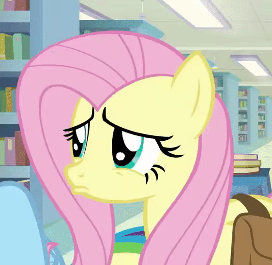 Size: 562x548 | Tagged: safe, screencap, character:fluttershy, character:rainbow dash, species:pegasus, species:pony, episode:daring doubt, g4, my little pony: friendship is magic, animated, cropped, cute, eye shimmer, female, frown, lidded eyes, lip quiver, mare, pouting, sad, sadorable, shyabetes, solo focus