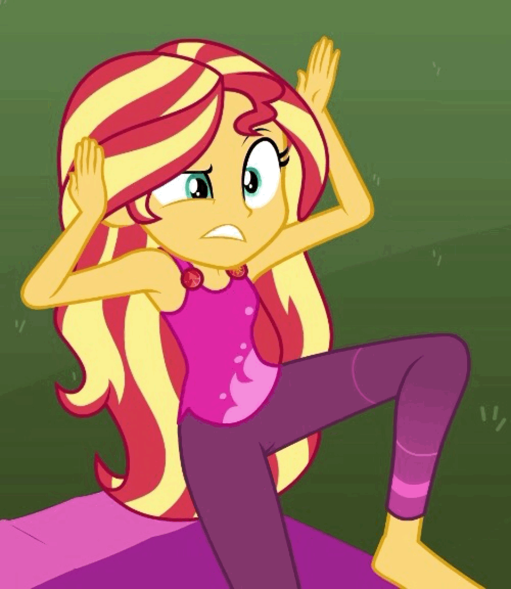 Size: 1000x1152 | Tagged: safe, screencap, character:sunset shimmer, episode:wake up!, g4, my little pony:equestria girls, animated, barefoot, clothing, cropped, cute, feet, geode of empathy, gif, magical geodes, pants, shaking, shimmerbetes, shivering, wake up!: rainbow dash, yoga pants, yoga pose