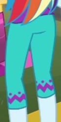 Size: 261x520 | Tagged: safe, screencap, character:rainbow dash, episode:wake up!, g4, my little pony:equestria girls, ass, behind, butt, clothing, cropped, cute, dashabetes, legs, pants, rainbutt dash, wake up!: rainbow dash, yoga pants