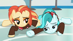 Size: 640x360 | Tagged: safe, screencap, character:lighthoof, character:shimmy shake, species:earth pony, species:pony, episode:2-4-6 greaaat, cheerleader, cropped, duo, female, mare