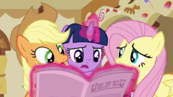 Size: 1920x1080 | Tagged: safe, screencap, character:applejack, character:carrot cake, character:cup cake, character:fluttershy, character:twilight sparkle, character:twilight sparkle (unicorn), species:earth pony, species:pegasus, species:pony, species:unicorn, episode:ponyville confidential, g4, my little pony: friendship is magic, animated, female, magic, magic aura, male, mare, newspaper, reading, sound, stallion, surprised, webm