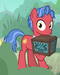 Size: 760x945 | Tagged: safe, screencap, character:biscuit, species:earth pony, species:pony, episode:growing up is hard to do, g4, my little pony: friendship is magic, box, cropped, hooves, male, teenager