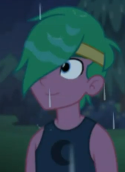 Size: 338x465 | Tagged: safe, screencap, episode:let it rain, g4, my little pony:equestria girls, arms, cropped, lemon zack, male, sleeveless, smiling, wet hair
