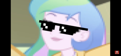 Size: 1792x828 | Tagged: safe, screencap, character:princess celestia, character:principal celestia, episode:do it for the ponygram!, g4, my little pony:equestria girls, mlg glasses, needs more jpeg, solo, thug life