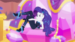 Size: 1920x1080 | Tagged: safe, screencap, character:rarity, episode:do it for the ponygram!, episode:outtakes, episode:the other side, g4, my little pony:equestria girls, animated, bare shoulders, blooper, breasts, cleavage, cute, female, hasbro-sponsored official cleavage, phone, rarara, raribetes, silly, sleeveless, solo, sound, strapless, tangled up, webm