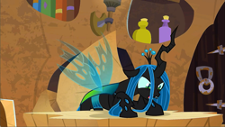 Size: 1920x1080 | Tagged: safe, screencap, character:queen chrysalis, species:changeling, species:pony, species:unicorn, episode:the ending of the end, g4, my little pony: friendship is magic, leak, cave, female