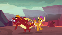 Size: 1280x720 | Tagged: safe, screencap, character:garble, character:smolder, species:dragon, episode:sweet and smoky, g4, my little pony: friendship is magic, brother and sister, dragon lands, dragoness, duo, female, male, siblings, teenaged dragon