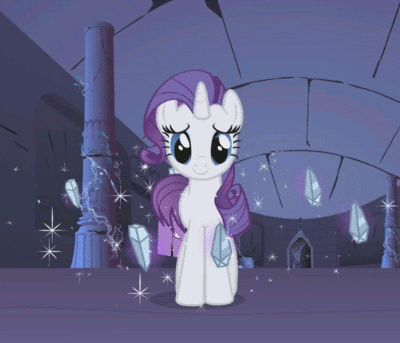 Size: 400x343 | Tagged: safe, screencap, character:rarity, species:pony, species:unicorn, episode:friendship is magic, g4, my little pony: friendship is magic, animated, castle of the royal pony sisters, elements of harmony, female, gif, mare, ruins, solo