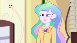 Size: 1912x1080 | Tagged: safe, screencap, character:princess celestia, character:principal celestia, equestria girls:holidays unwrapped, g4, my little pony:equestria girls, angry, blizzard or bust, celestia is not amused, celestia's office, cutie mark accessory, female, plusplus, unamused
