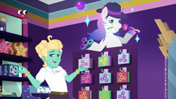 Size: 1920x1080 | Tagged: safe, screencap, character:zephyr breeze, equestria girls:holidays unwrapped, g4, my little pony:equestria girls, clothing, fedora, fidget spinner, flower, hat, male, plusplus, rose