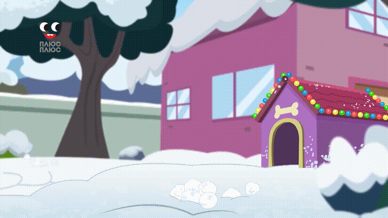Size: 800x450 | Tagged: safe, screencap, character:photo finish, species:dog, equestria girls:holidays unwrapped, g4, my little pony:equestria girls, animated, cold, crawling, doghouse, freezing, gif, plusplus, poodle, poor thing, shivering, snow, snowball fight, tree