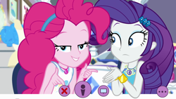Size: 1920x1080 | Tagged: safe, screencap, character:pinkie pie, character:rarity, episode:do it for the ponygram!, g4, my little pony:equestria girls