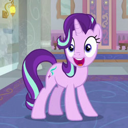 Size: 405x405 | Tagged: safe, screencap, character:starlight glimmer, species:pony, species:unicorn, episode:a horse shoe-in, g4, my little pony: friendship is magic, cropped, faec, female, mare, open mouth, solo