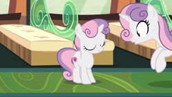 Size: 2560x1440 | Tagged: safe, screencap, character:sweetie belle, species:pony, episode:growing up is hard to do, g4, my little pony: friendship is magic, being big is all it takes, cute, cutie mark, female, filly, mare, older, older sweetie belle, screen, self ponidox, the cmc's cutie marks