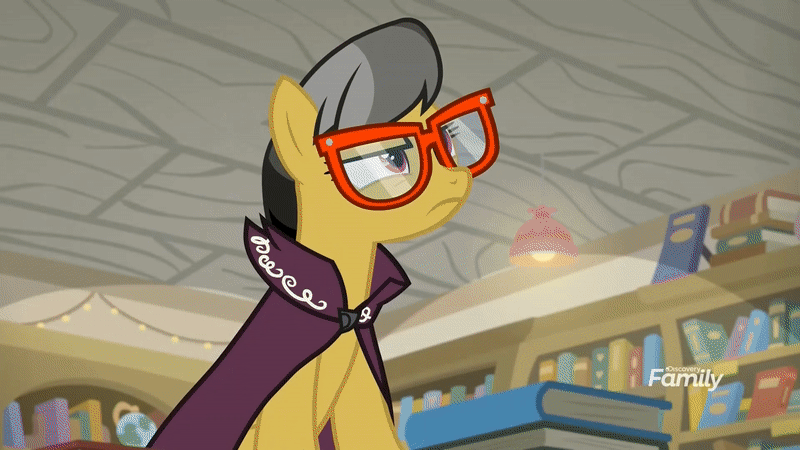 Size: 800x450 | Tagged: safe, screencap, character:a.k. yearling, character:daring do, species:pegasus, species:pony, episode:daring doubt, g4, my little pony: friendship is magic, animated, book, bookshelf, solo