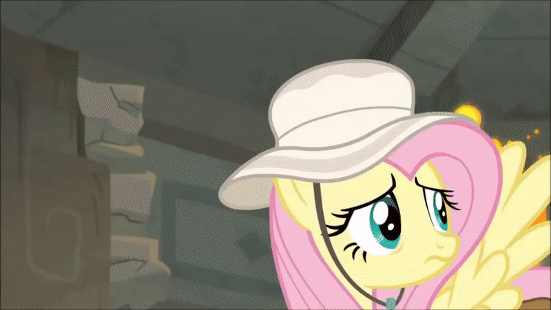 Size: 800x450 | Tagged: safe, screencap, character:biff, character:doctor caballeron, character:fluttershy, character:rogue, character:withers, species:earth pony, species:pegasus, species:pony, episode:daring doubt, g4, my little pony: friendship is magic, animated, bridge, clothing, falling, female, hat, henchmen, lava, male, mare, peril, rescue, saddle bag, safari hat, speed lines, stallion, truth talisman, you know for kids