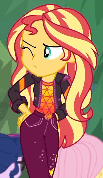 Size: 350x600 | Tagged: safe, screencap, character:applejack, character:fluttershy, character:sunset shimmer, character:twilight sparkle, character:twilight sparkle (scitwi), species:eqg human, equestria girls:sunset's backstage pass, g4, my little pony:equestria girls, animated, backstage pass, butt rub, butt touch, cropped, out of context, solo focus