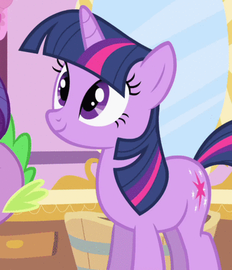 Size: 454x528 | Tagged: safe, screencap, character:rarity, character:spike, character:twilight sparkle, character:twilight sparkle (unicorn), species:pony, species:unicorn, episode:green isn't your color, g4, my little pony: friendship is magic, animated, carousel boutique, cropped, female, gif, loop, mare, nodding, offscreen character, smiling, solo focus