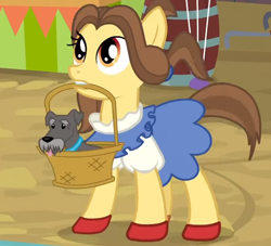 Size: 524x475 | Tagged: safe, screencap, species:dog, species:pony, episode:growing up is hard to do, g4, my little pony: friendship is magic, blink and you'll miss it, cropped, dorothy gale, ponified, ruby slippers, ruby slippers (pony), the wizard of oz, toto