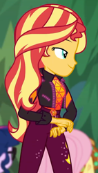 Size: 348x613 | Tagged: safe, screencap, character:applejack, character:fluttershy, character:sunset shimmer, character:twilight sparkle, character:twilight sparkle (scitwi), species:eqg human, equestria girls:sunset's backstage pass, g4, my little pony:equestria girls, cropped