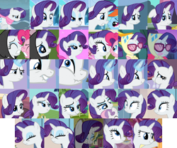 Size: 1500x1250 | Tagged: safe, screencap, character:rarity, species:pony, species:unicorn, episode:games ponies play, episode:just for sidekicks, episode:magical mystery cure, episode:sleepless in ponyville, episode:spike at your service, episode:the crystal empire, episode:too many pinkie pies, g4, my little pony: friendship is magic, compilation, scrunchy face, season 3