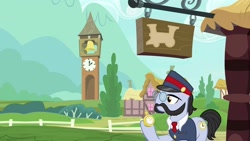 Size: 1920x1080 | Tagged: safe, screencap, character:all aboard, species:pony, episode:growing up is hard to do, g4, my little pony: friendship is magic, clock tower, pocket watch, solo