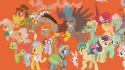 Size: 1920x1080 | Tagged: safe, screencap, character:angel bunny, character:bon bon, character:discord, character:doctor fauna, character:gabby, character:gentle breeze, character:iron will, character:lyra heartstrings, character:mayor mare, character:meadowbrook, character:nurse redheart, character:posey shy, character:sandbar, character:sweetie drops, character:tree hugger, character:zephyr breeze, species:breezies, species:draconequus, species:earth pony, species:griffon, species:minotaur, species:pegasus, species:pony, species:rabbit, episode:the last problem, g4, my little pony: friendship is magic, animal, doctor, female, male, mare, stallion