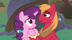Size: 1920x1080 | Tagged: safe, screencap, character:big mcintosh, character:sugar belle, species:earth pony, species:pony, species:unicorn, episode:the big mac question, g4, my little pony: friendship is magic, animated, apple, apple tree, cute, food, holding hooves, intertwined trees, looking at each other, loop, macabetes, marriage proposal, pear tree, sound, sugarbetes, tree, webm