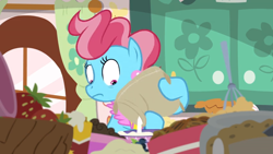 Size: 1600x900 | Tagged: safe, screencap, character:cup cake, episode:the big mac question, g4, my little pony: friendship is magic, cabinet, food, ingredients, kitchen, pouring, solo, strawberry, sugar (food)