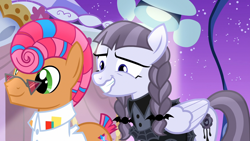 Size: 1920x1080 | Tagged: safe, screencap, character:inky rose, character:starstreak, species:earth pony, species:pegasus, species:pony, episode:honest apple, g4, my little pony: friendship is magic, awkward smile, duo, female, male, mare, smiling, stallion, wavy mouth, when she smiles