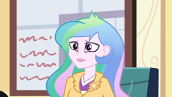Size: 1920x1080 | Tagged: safe, screencap, character:princess celestia, character:principal celestia, episode:schedule swap, g4, my little pony:equestria girls, blazer, canterlot high, celestia's office, female, overwhelmed, solo