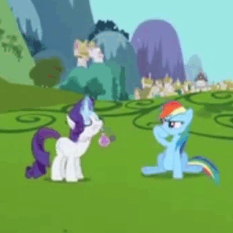 Size: 340x340 | Tagged: safe, screencap, character:rainbow dash, character:rarity, episode:keep calm and flutter on, g4, my little pony: friendship is magic, animated, perfume, smell