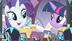 Size: 1920x1080 | Tagged: safe, screencap, character:rarity, character:twilight sparkle, character:twilight sparkle (alicorn), species:alicorn, species:pony, species:unicorn, episode:the last problem, g4, my little pony: friendship is magic, female, mare, sewing, spider, star spider