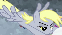 Size: 1920x1080 | Tagged: safe, screencap, character:derpy hooves, species:pegasus, species:pony, episode:the ending of the end, g4, my little pony: friendship is magic, cloud, epic derpy, flying, solo focus