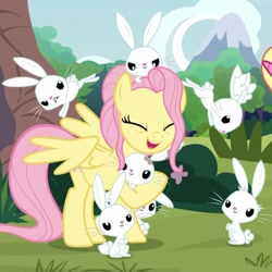Size: 920x920 | Tagged: safe, screencap, character:angel bunny, character:fluttershy, species:pegasus, species:pony, species:rabbit, episode:the last problem, g4, my little pony: friendship is magic, animal, cropped, cute, female, mare, older, older fluttershy, shyabetes
