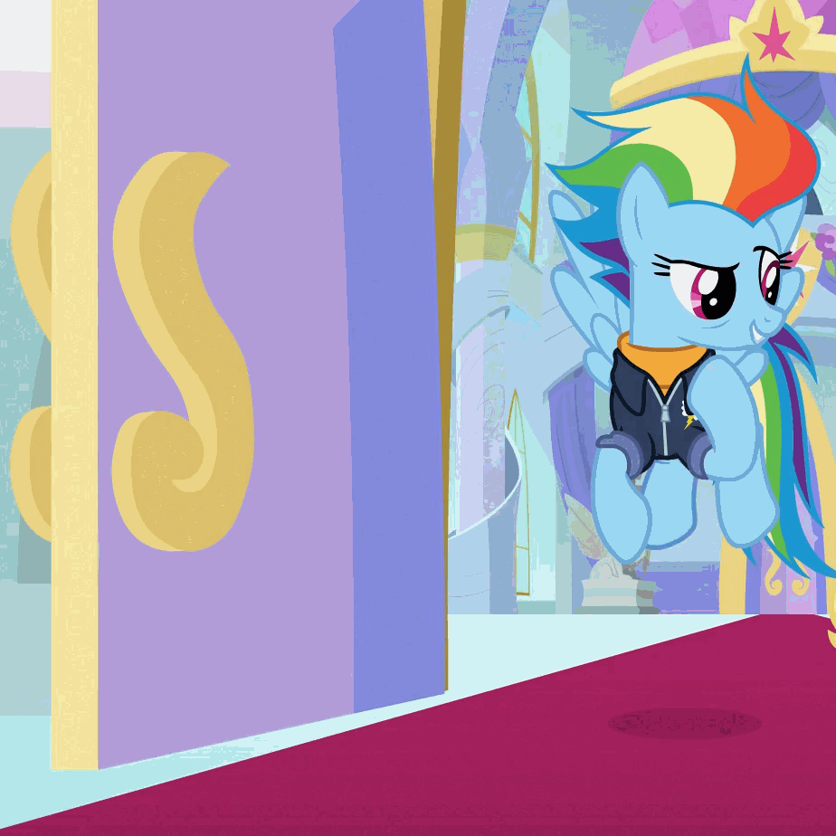 Size: 924x924 | Tagged: safe, screencap, character:applejack, character:rainbow dash, species:earth pony, species:pegasus, species:pony, derpibooru, episode:the last problem, g4, my little pony: friendship is magic, animated, cropped, gif, juxtaposition, juxtaposition win, meme, meta, multi image animation, older, older applejack, older rainbow dash, solo focus