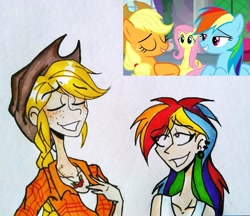 Size: 1731x1493 | Tagged: safe, artist:citi, screencap, character:applejack, character:rainbow dash, species:human, episode:non-compete clause, g4, my little pony: friendship is magic, humanized, scene interpretation, screencap reference, traditional art
