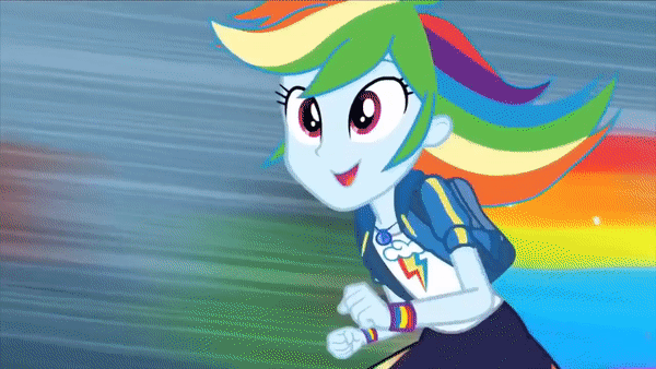 Size: 600x338 | Tagged: safe, screencap, character:rainbow dash, episode:run to break free, g4, my little pony:equestria girls, animated, cute, dashabetes, geode of super speed, gif, magical geodes, ponied up, singing, solo, transformation